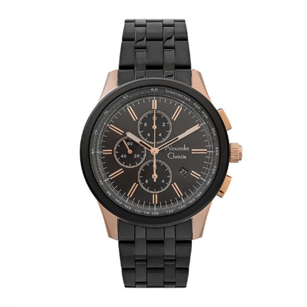 Alexandre Christie AC 6558 Rosegold Black Steel MCBBRBA